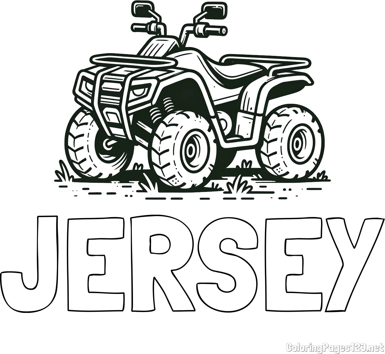 JERSEY Coloring Page and Four-Wheeler Coloring Page