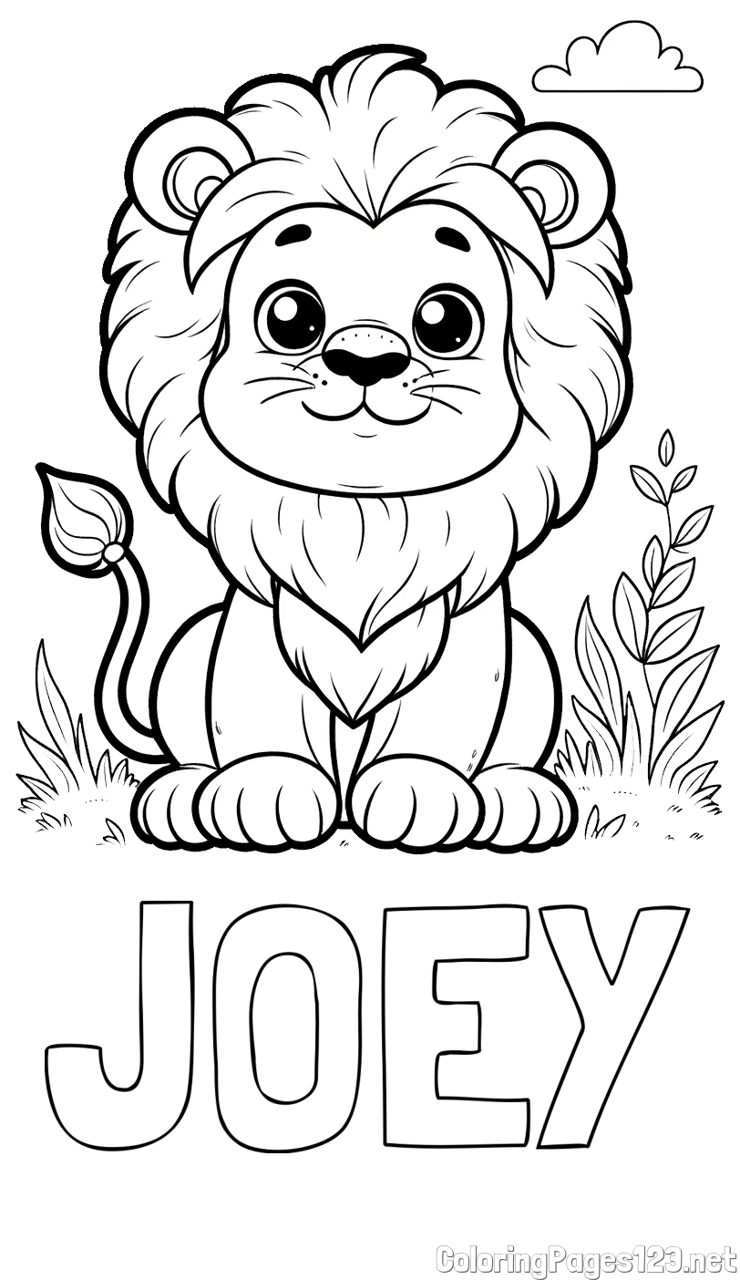 JOEY Coloring Page and Cute Baby Lion Coloring Page