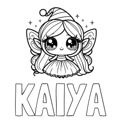 Online Created Coloring Page - KAIYA Coloring Page and Coloring Page of a Cute Magical Fairy with Big Eyes