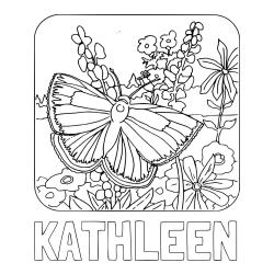 Online Created Coloring Page - KATHLEEN Coloring Page and Butterfly on Flower Coloring Page