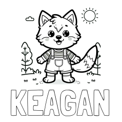 Online Created Coloring Page - KEAGAN Coloring Page and Cute Wolf Coloring Page