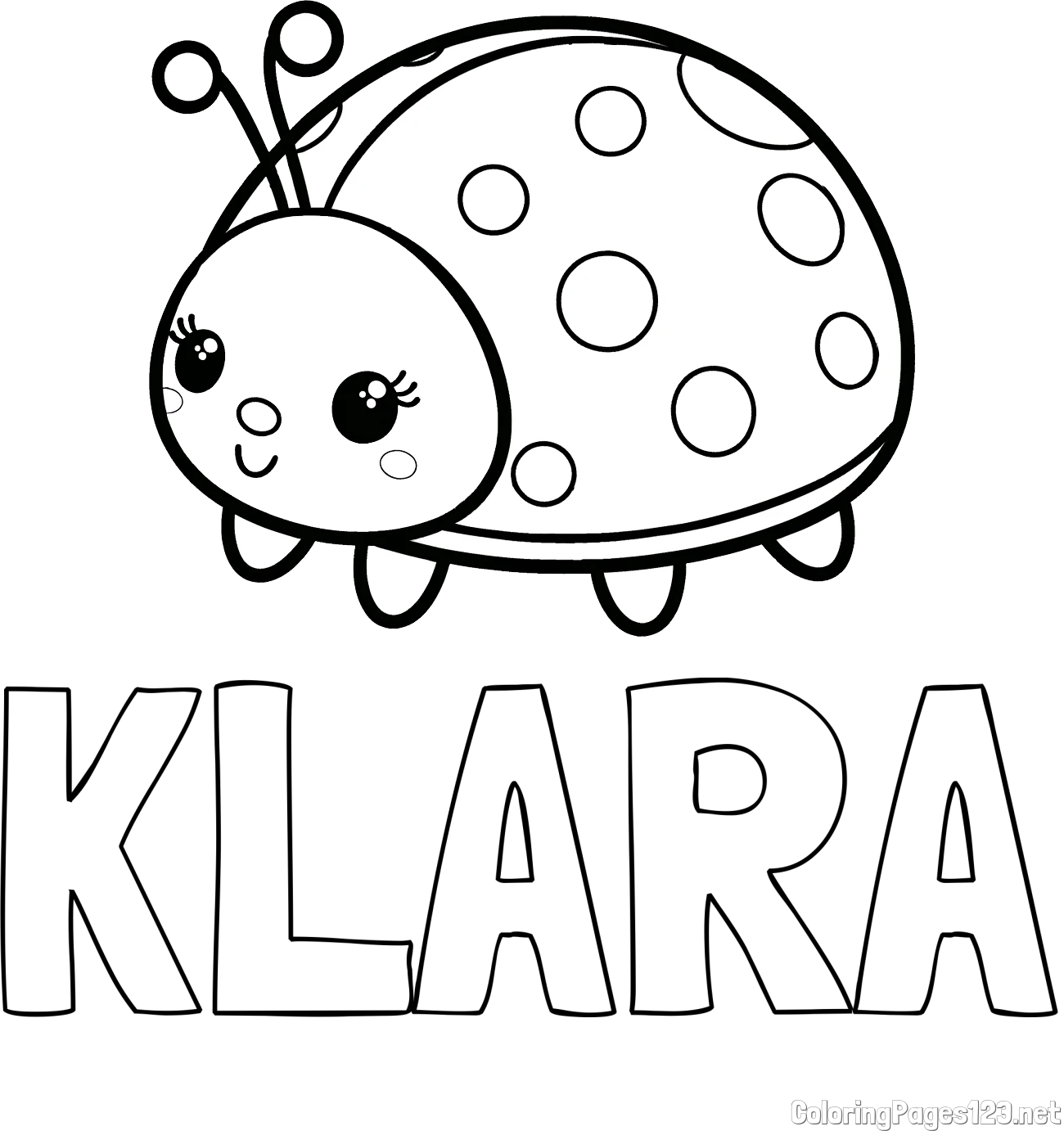 KLARA Coloring Page and Smiling Ladybug Coloring Page
