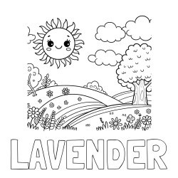 Online Created Coloring Page - LAVENDER Coloring Page and Sunny Nature Coloring Page
