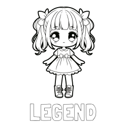 LEGEND Coloring Page and Coloring Page of a Cute Anime Girl