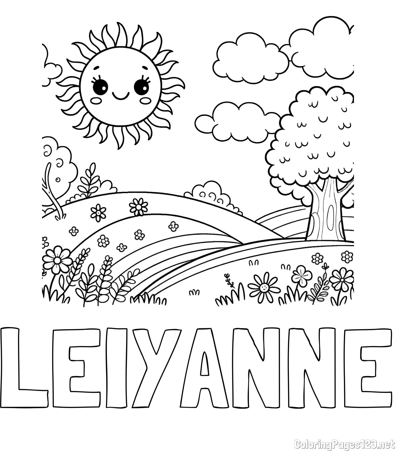 LEIYANNE Coloring Page and Sunny Nature Coloring Page