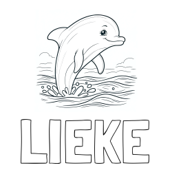 Online Created Coloring Page - LIEKE Coloring Page and Coloring Page of a Smiling Dolphin Jumping