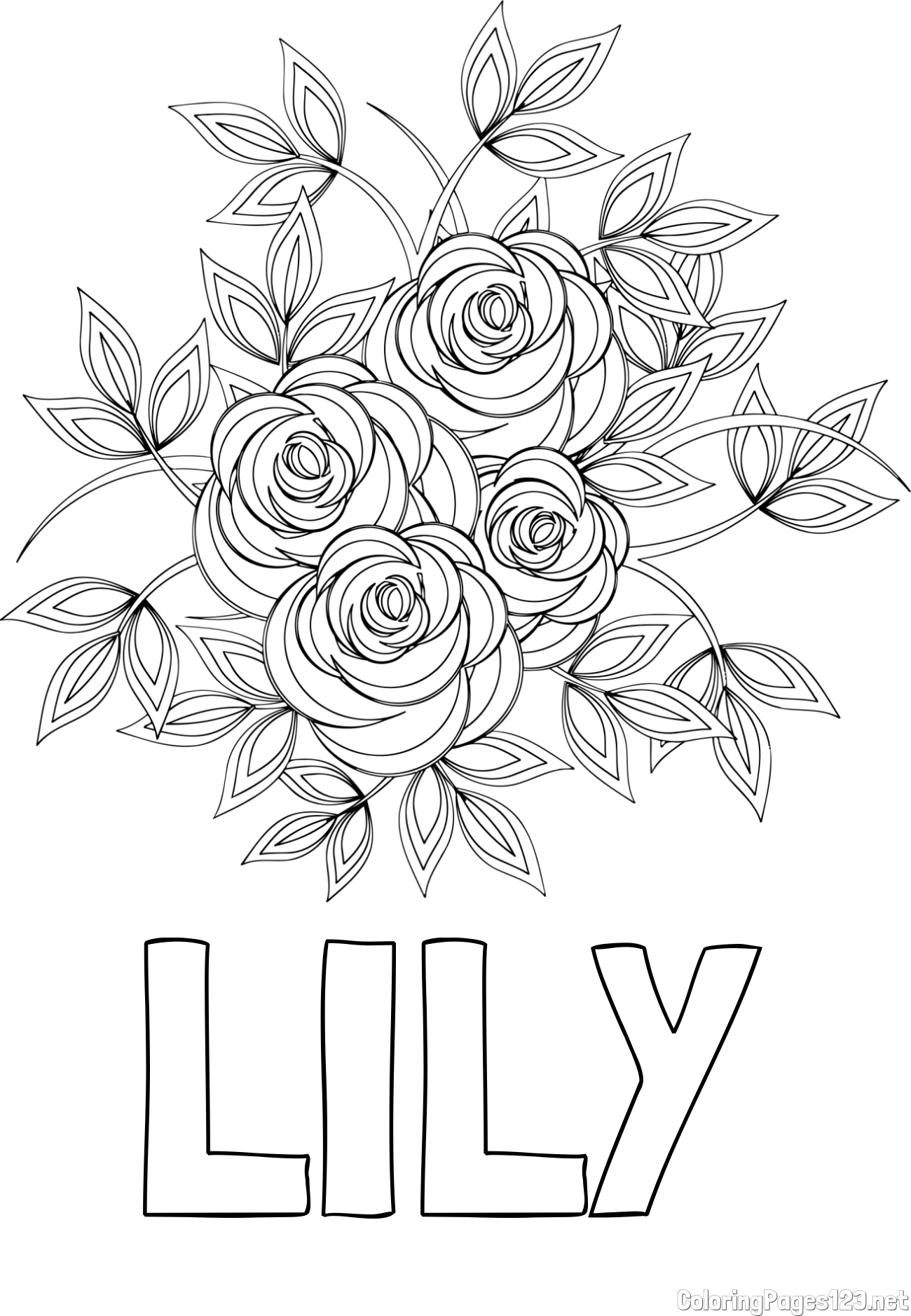 LILY Coloring Page and Rose Mandala Coloring Page