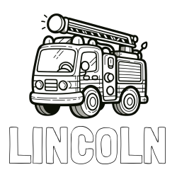 Online Created Coloring Page - LINCOLN Coloring Page and Children's Coloring Page of a Simple Fire Truck
