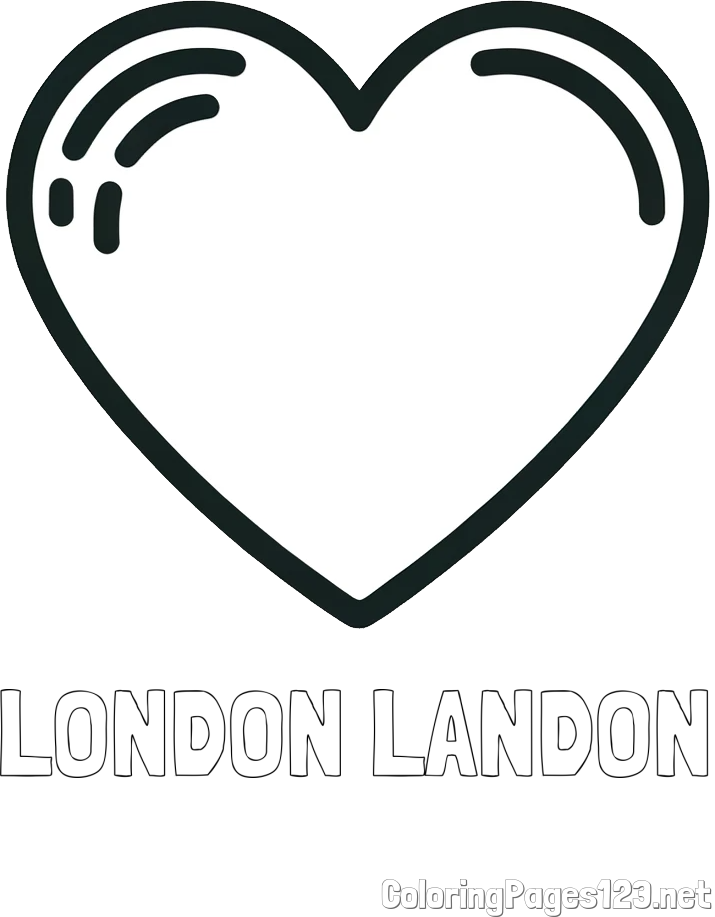 LONDON LANDON Coloring Page and Free Printable Coloring Page of a Heart