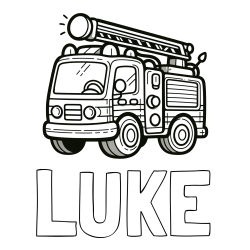 Online Created Coloring Page - LUKE Coloring Page and Children's Coloring Page of a Simple Fire Truck