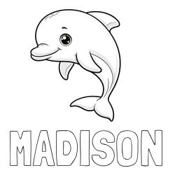 Online Created Coloring Page - MADISON Coloring Page and Children's Coloring Book of a Cute Dolphin