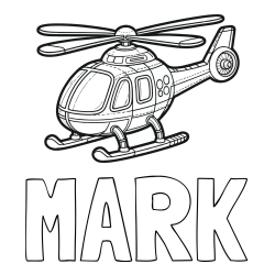 Online Created Coloring Page - MARK Coloring Page and Coloring Page of a Helicopter