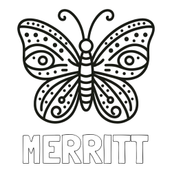 Online Created Coloring Page - MERRITT Coloring Page and Butterfly Coloring Page (Simple)