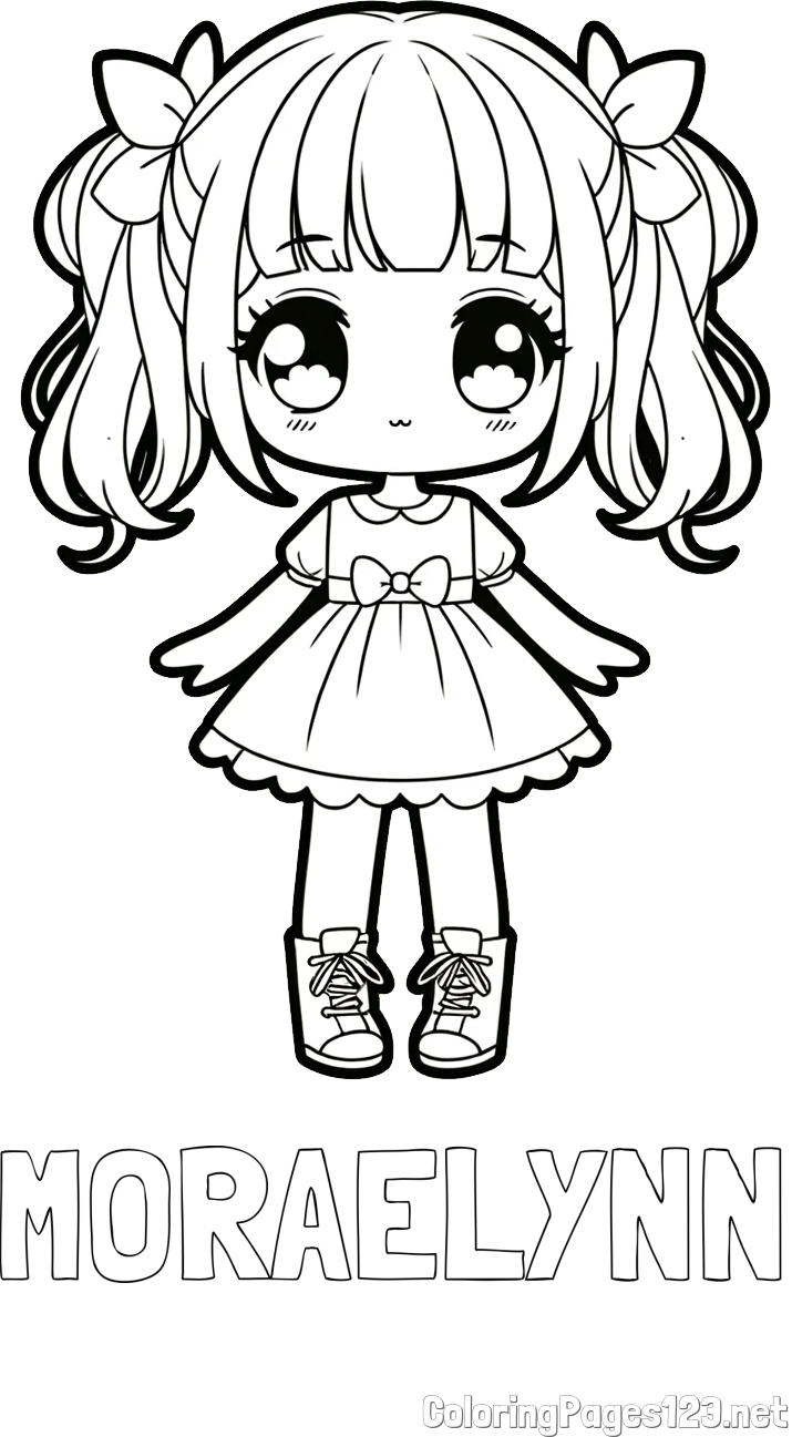 MORAELYNN Coloring Page and Coloring Page of a Cute Anime Girl