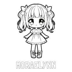 Online Created Coloring Page - MORAELYNN Coloring Page and Coloring Page of a Cute Anime Girl