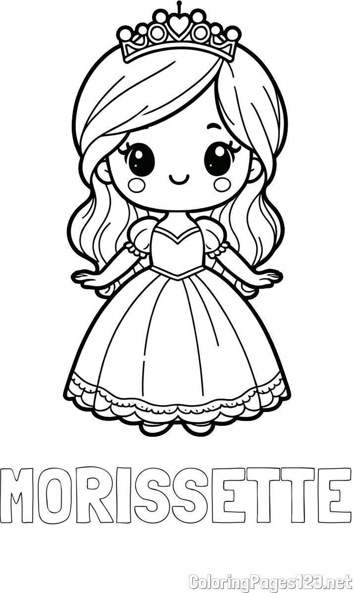 MORISSETTE Coloring Page and Coloring Page of a Cute Princess