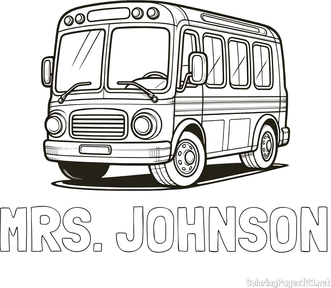 MRS. JOHNSON Coloring Page and Coloring Page of a Big Bus