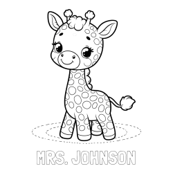 Online Created Coloring Page - MRS. JOHNSON Coloring Page and Playful Giraffe Coloring Page