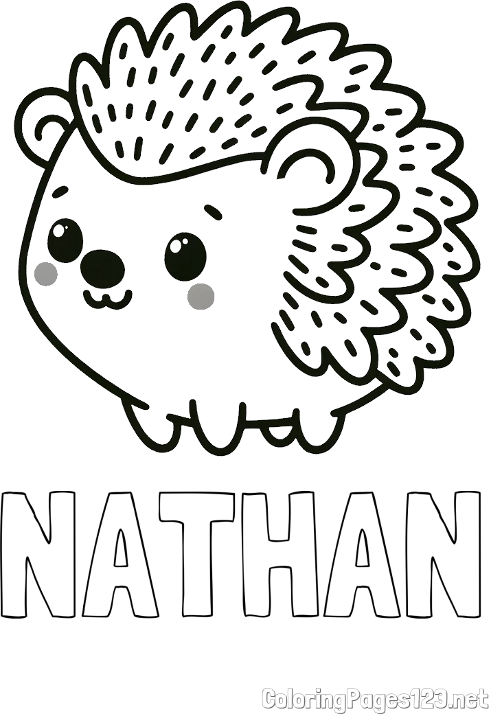 NATHAN Coloring Page and Easy Hedgehog Coloring Page for Kids