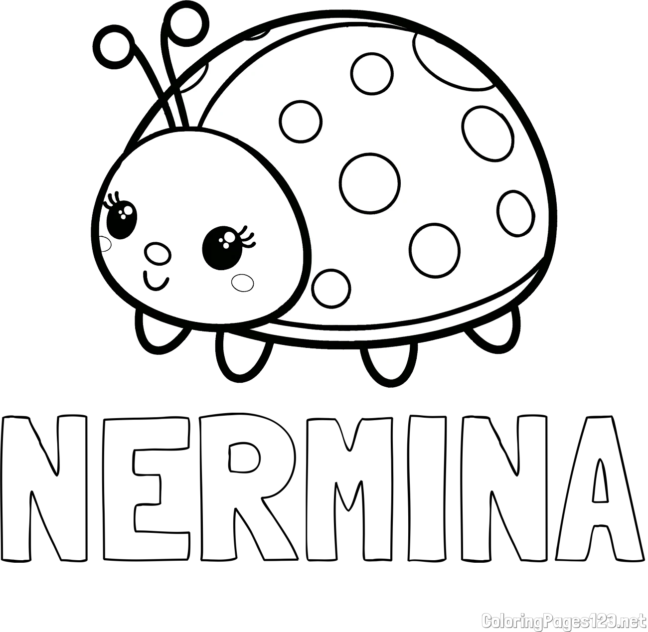 NERMINA Coloring Page and Smiling Ladybug Coloring Page
