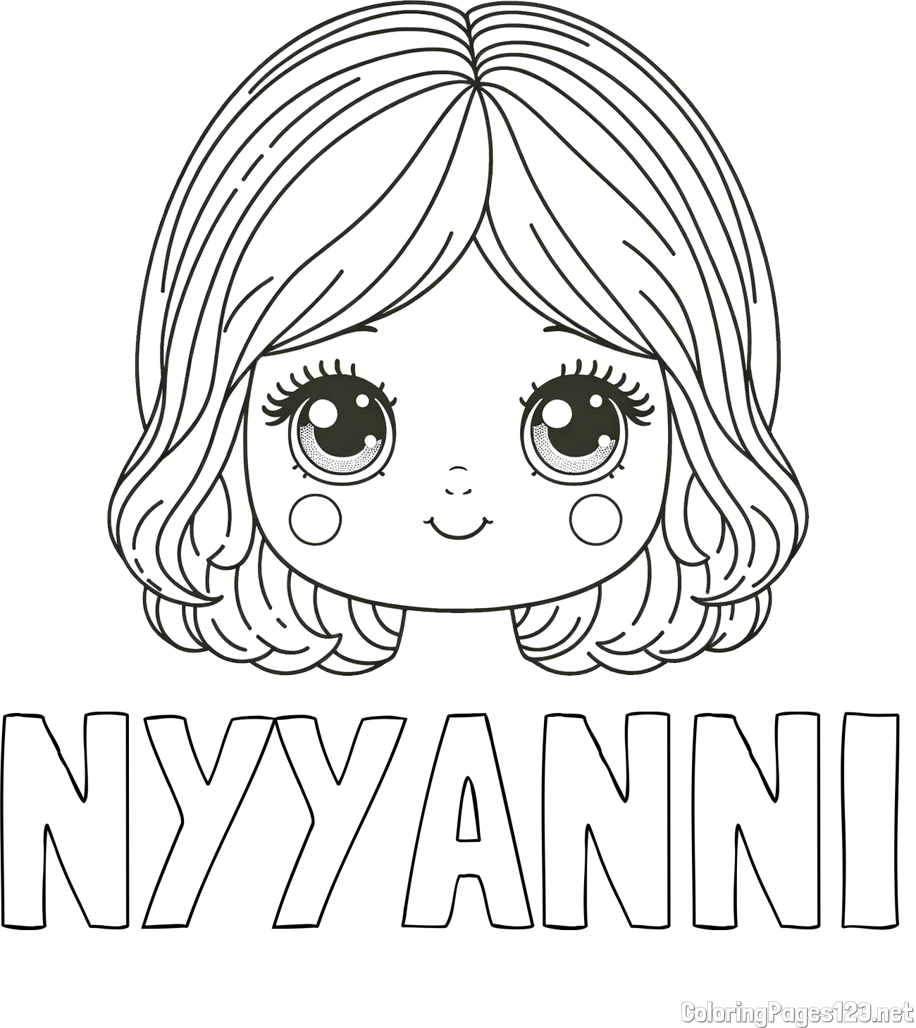 NYYANNI Coloring Page and Cute Girl Face Coloring Page