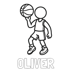 Online Created Coloring Page - OLIVER Coloring Page and Children's Coloring Page of Basketball Player