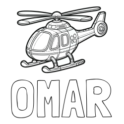 Online Created Coloring Page - OMAR Coloring Page and Coloring Page of a Helicopter