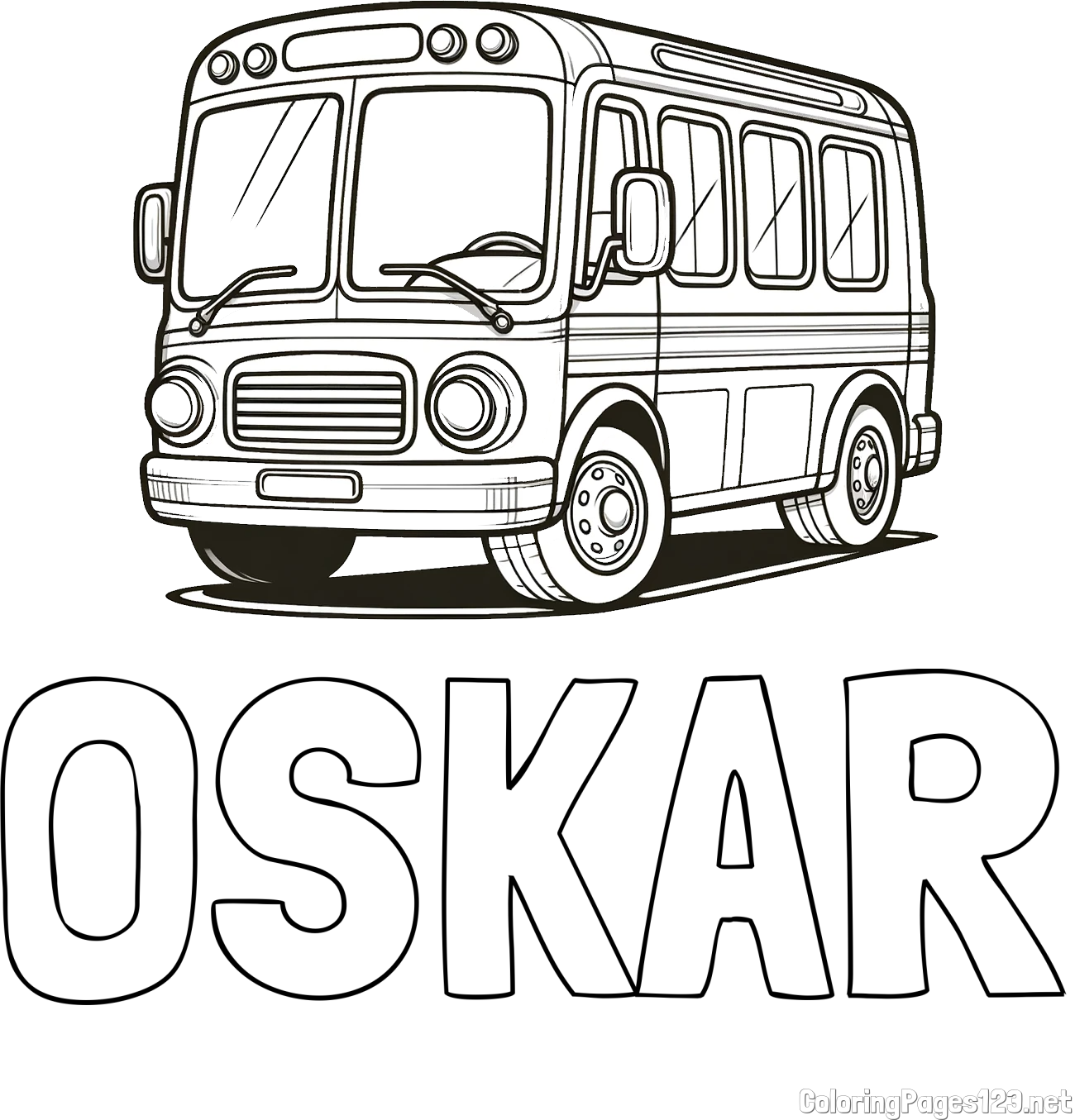 OSKAR Coloring Page and Coloring Page of a Big Bus
