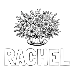 Online Created Coloring Page - RACHEL Coloring Page and Beautiful Bouquet of Flowers Coloring Page