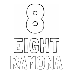 Online Created Coloring Page - RAMONA Coloring Page and Coloring of the Number Eight (8) with the Written Name