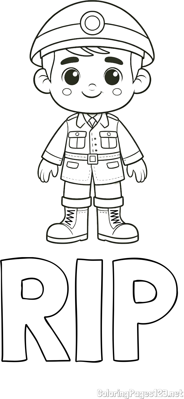 RIP Coloring Page and Cute Soldier Coloring Page for Kids