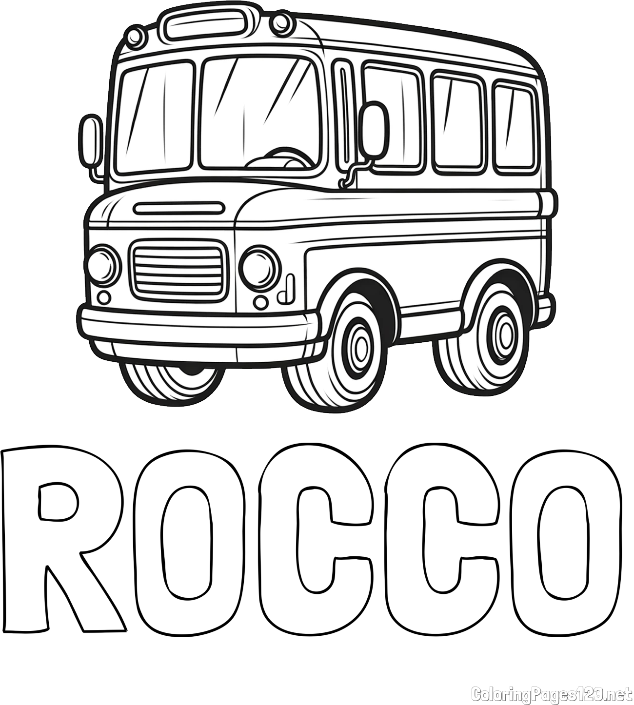 ROCCO Coloring Page and Children's Coloring Page of a Bus