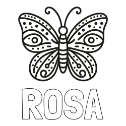 Online Created Coloring Page - ROSA Coloring Page and Butterfly Coloring Page (Simple)