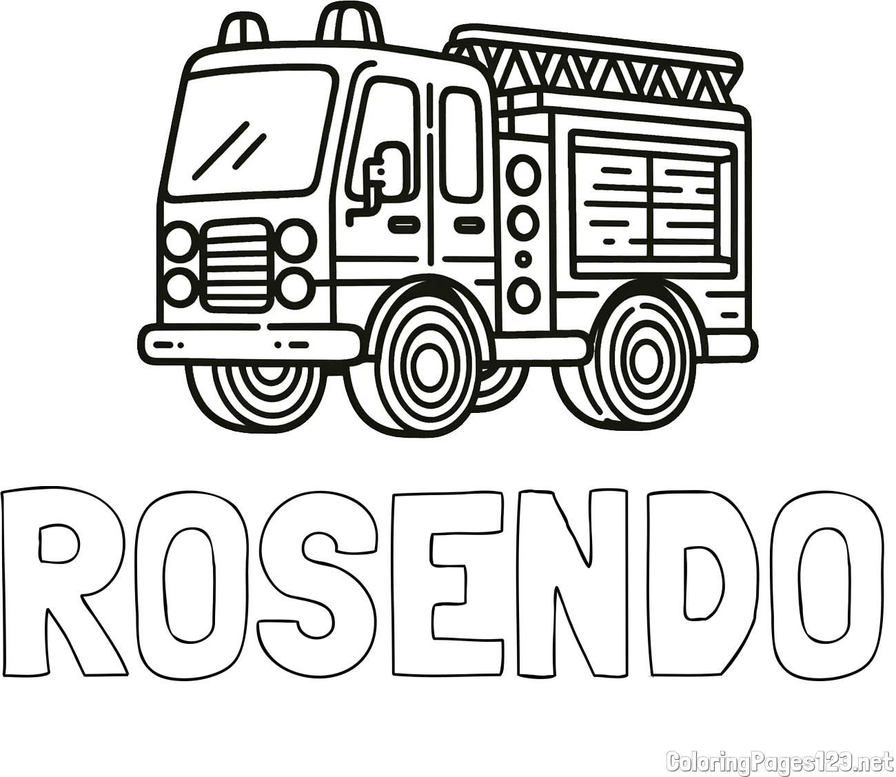 ROSENDO Coloring Page and Coloring page of a fire truck