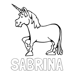 Online Created Coloring Page - SABRINA Coloring Page and Coloring Page of a Joyful Unicorn