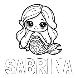 Online Created Coloring Page - SABRINA Coloring Page and Coloring Page of a Very Cute Little Mermaid