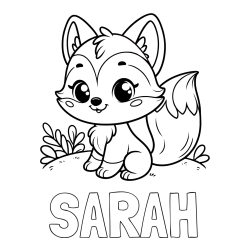 SARAH Coloring Page and Cute Fox Coloring Page