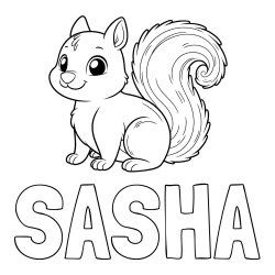Online Created Coloring Page - SASHA Coloring Page and Coloring Page of a Smiling Squirrel