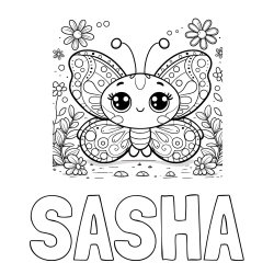 Online Created Coloring Page - SASHA Coloring Page and Cute Butterfly Coloring Page