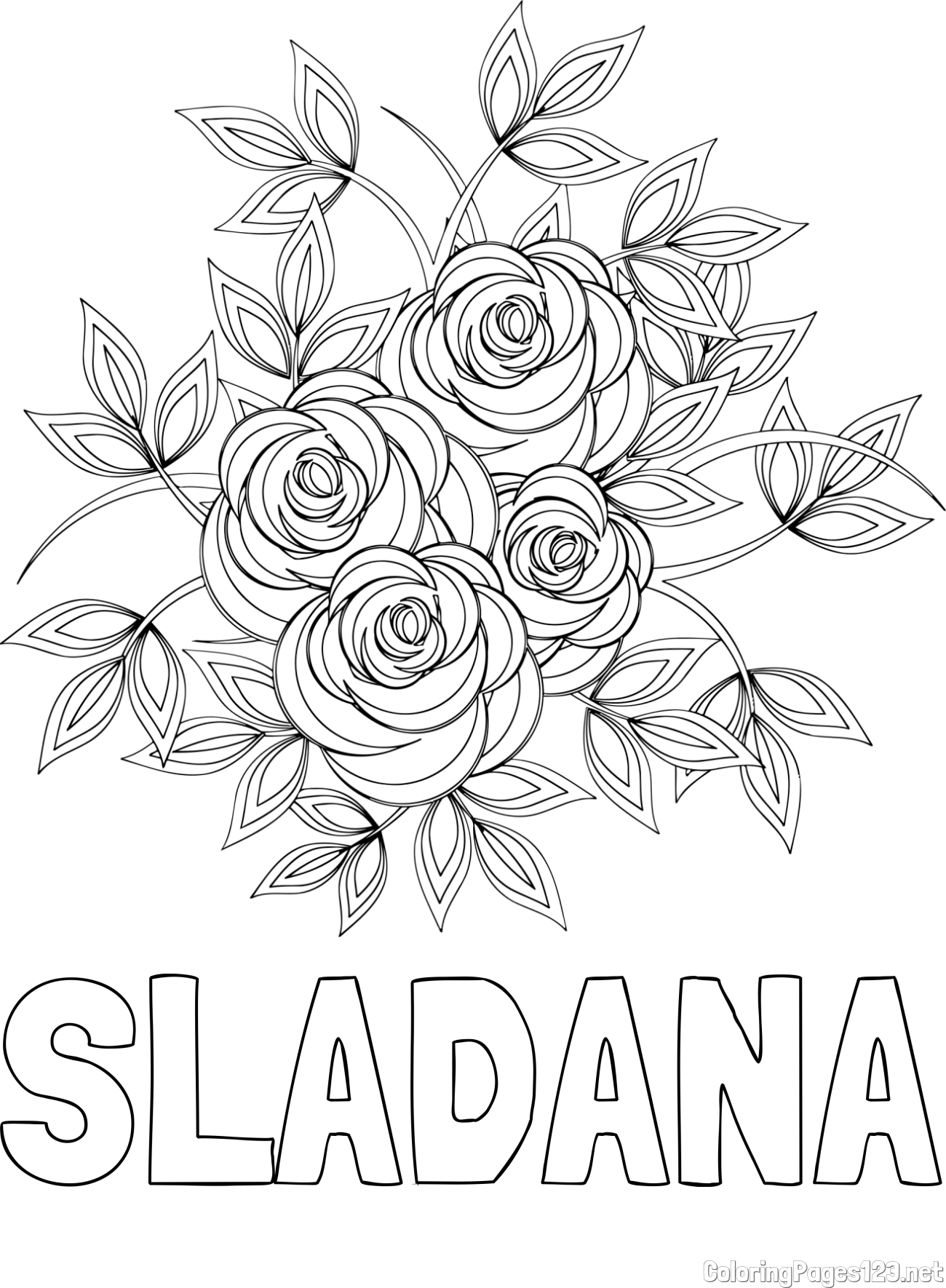 SLAĐANA Coloring Page and Rose Mandala Coloring Page
