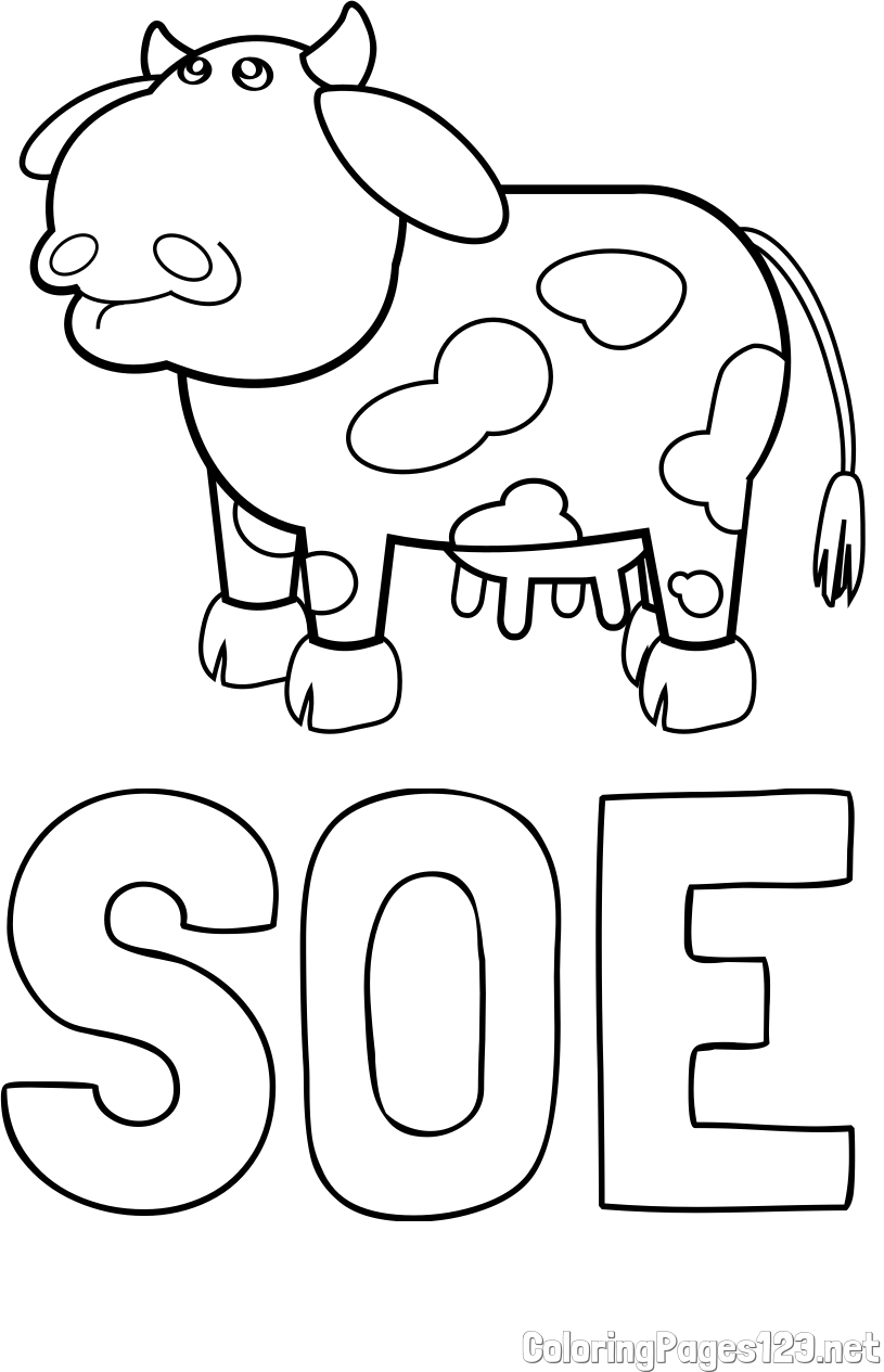 SOE Coloring Page and Cute and Funny Cow Coloring Page