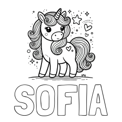 Online Created Coloring Page - SOFIA Coloring Page and Cute Unicorn Coloring Page