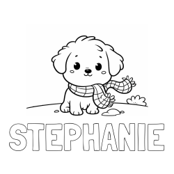 Online Created Coloring Page - STEPHANIE Coloring Page and Coloring Page of an Adorable Puppy