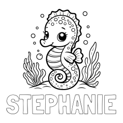 Online Created Coloring Page - STEPHANIE Coloring Page and Cute Seahorse Coloring Page
