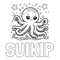 Online Created Coloring Page - SUIKIP Coloring Page and Coloring Page of an Octopus in the Sea