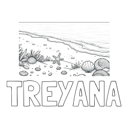 TREYANA Coloring Page and Beautiful Seashore Coloring Page