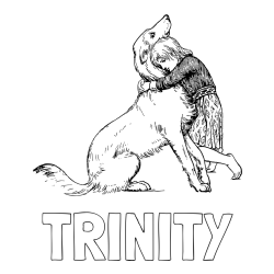 Online Created Coloring Page - TRINITY Coloring Page and Coloring Page of an Adorable Dog Being Embraced by a Little Girl