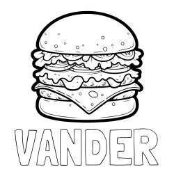 Online Created Coloring Page - VANDER Coloring Page and Giant Hamburger Coloring Page