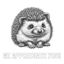 Online Created Coloring Page - WE APPRECIATE YOU! Coloring Page and Realistic Hedgehog Coloring Page