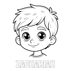 Online Created Coloring Page - ZACHARIAH Coloring Page and Boy Face Coloring Page